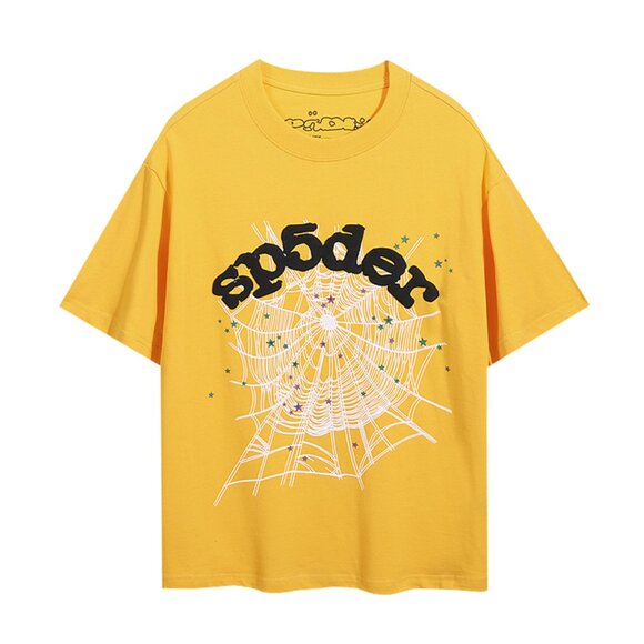 Women's Sp5der Round Neck Yellow Short Sleeves - Picture 1 of 9